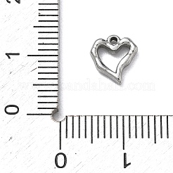 304ステンレススチールチャーム  ハートチャーム  切り取る  ステンレス鋼色  8.5x8x2mm  穴：0.8mm&nbsp;SA-B007-02P-D