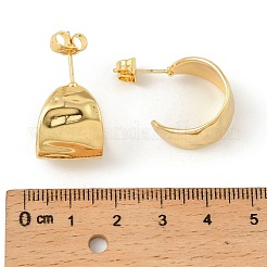 真鍮のC字型スタッドピアス  ラックめっき  長持ちメッキ  カドミウムフリー＆鉛フリー  18KGP本金メッキ  17.5x14.5mm&nbsp;EJEW-F389-24G