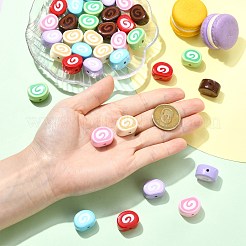 35個 7色 不透明アクリル模造食品ビーズ  ロールケーキ  ミックスカラー  16x20.5x11mm  穴：2.8mm  5個/カラー&nbsp;OACR-CJ0002-72