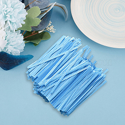 水玉模様のペット用プラスチックワイヤーツイストタイ 500個  ギフトバッグのラッピング用品  パーティーケーキポップス  工芸品  空色  100x4x0.5mm&nbsp;FIND-WH20005-40A