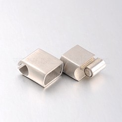 変色防止の混合スタイル、艶消しまたはマット仕上げの長方形 304 ステンレススチール製磁気ネックレス留め具  ステンレス鋼色  24x13x8mm  穴：11x6mm&nbsp;STAS-N057-34