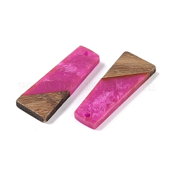 レジン＆ウッドパーツ  台形チャーム  フクシア  38x15x3.5mm  穴：2mm&nbsp;WOOD-F015-04H