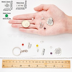 DIY 母の日 ジュエリー セット メイキング キット  合金ペンダント＆バングルメイキング＆カニカンを含む  真鍮のピアスフック  304ステンレススチールアズキチェーン  ジェムストーン＆ガラスビーズ  ミックスカラー  8x21x2mm  穴：2mm&nbsp;DIY-SC0012-16