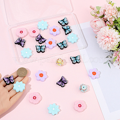DIYジュエリー作りキット  シリコンビーズと樹脂ラインストーンビーズを含む  花＆蝶  ミックスカラー  26x22mm  5pc&nbsp;DIY-SP0006-43