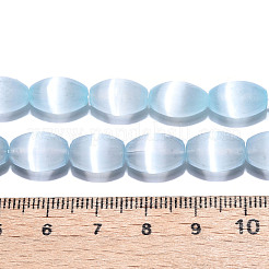 染色された天然セレナイトビーズ連売り  ライス  ライトスカイブルー  12x8mm  穴：0.7mm  約32個/連  15.39''（39.1センチメートル）&nbsp;G-T138-233D
