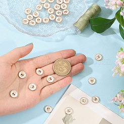 40穴合金エナメルフラットラウンドボタン2個  スカル  ライトゴールド  15.5x2mm  穴：1.2mm&nbsp;BUTT-CA0001-36LG