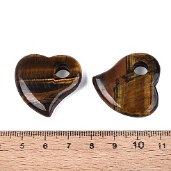 天然石タイガーアイペンダント  ハートチャーム  30~30.5x29~30x8~8.5mm  穴：6~6.5mm&nbsp;G-G602-06J