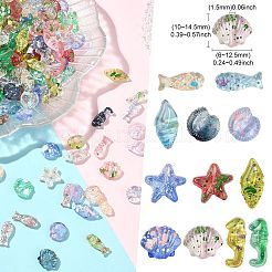 海の透明樹脂ビーズ  混合図形  2つのトーン  ミックスカラー  10~14.5x6~12.5x3.5~4.5mm  穴：1.5mm  約2480個/500g  992個/ 200g&nbsp;RESI-CJC0012-48