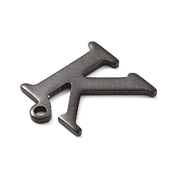 304ステンレススチールチャーム  レーザー切断  アルファベット  電気泳動黒  文字.k  12x10x0.8mm  穴：1mm&nbsp;LS-STAS-H112-K-EB