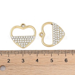 Uvメッキ合金ペンダント  ラインストーン付き  鉛フリー＆カドミウムフリー  ハート  ゴールドカラー  19x19x2mm  穴：2mm&nbsp;FIND-M018-26G-07