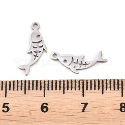 304ステンレススチールチャーム  魚のチャーム  ステンレス鋼色  15x7x1mm  穴：1mm&nbsp;STAS-E521-07P-07