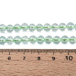染色された透明なクラックルガラスビーズ連売り  ラウンド  ファセット（96ファセット）  芝生の緑  5.5~6mm  穴：1~1.4mm  約71~74個/連  14.37~14.57インチ（36.5~37cm）&nbsp;GLAA-Q108-01A-A05