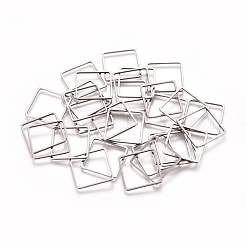 ステンレス鋼の連結リング  ジュエリー作りのための  正方形  ステンレス鋼色  15.5x15.5x0.8mm  内径：14x14mm&nbsp;STAS-TAC0002-20-03P