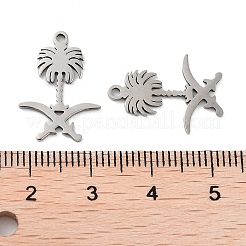 変色しない201ステンレススチールコネクタチャーム  花のリンク  ステンレス鋼色  19x14x1mm  穴：1.4mm&nbsp;STAS-A090-20P