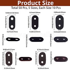 50個 5スタイル オーバル PUレザー ラベル バックル  服飾材料  ブラック  35.5~38x15.5~22x2~3.5mm  穴：5~7mm  10個/スタイル&nbsp;FIND-CL0001-56