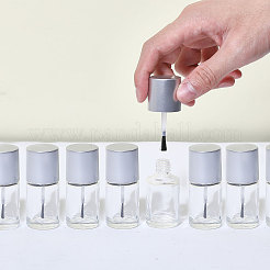 透明なガラスのマニキュアの空の瓶  プラスチック製の蓋とブラシ付き  銀  2.8x6.7cm  容量：15ml（0.51fl.oz）&nbsp;MRMJ-WH0082-29A