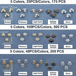 600種類のスタイルが楽しめるマルチペタルアイロンビーズキャップ12個  花  ゴールデン＆シルバー  50個/スタイル&nbsp;IFIN-FH0001-58