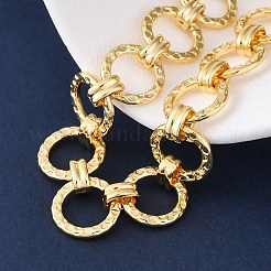 女性と男性のための真鍮リングチェーンリンクブレスレット  長持ちメッキ  カドミウムフリー＆鉛フリー  ラックめっき  18KGP本金メッキ  7-7/8インチ（20cm）&nbsp;LS-BJEW-K273-16G
