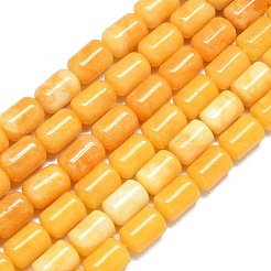 天然石マレーシアジェイドビーズ連売り  染め＆加熱  コラム  オレンジ  11.5~12x7.5~8.5mm  穴：1~1.2mm  約31~32個/連  15.16''（38.5センチメートル）&nbsp;G-B165-E03-8x12mm