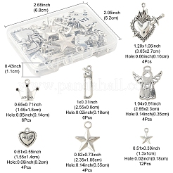 40pcs7スタイルチベットスタイルアロイペンダント  混合図形  13~30.5x8~27x1.5~3mm  穴：1.6~3.5mm&nbsp;FIND-FS0004-31