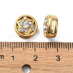 イオンプレーティング（IP）304ステンレススチールスライドチャーム  ラインストーン付き  18KGP本金メッキ  スター  10.5x6mm  穴：6.5x2mm&nbsp;STAS-C089-06O-G