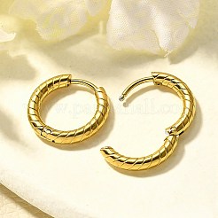 女性用304ステンレスフープピアス  イオンプレーティング（ip）  リング  14KGP本金メッキ  17.5x2.5mm&nbsp;EJEW-M068-11C-G