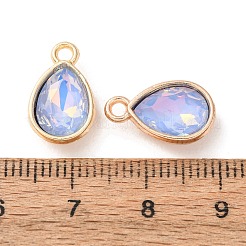 合金ガラスペンダント  ティアドロップチャーム  ゴールドカラー  多面カット  コーンフラワーブルー  15.5x9.5x4.5mm  穴：1.8mm&nbsp;GL-CBA7A25-01D