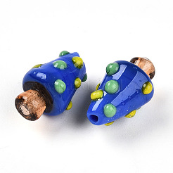 手作りのランプワークの凹凸のあるビーズ  クリスマスツリーのチャーム  ブルー  17.5~20x11~14.5mm  穴：1~1.6mm&nbsp;X1-LAMP-T022-02A-02