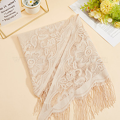 レースフラワー取り外し可能なポリエステルショール  服飾材料  桃パフ  220x810x0.5mm&nbsp;AJEW-WH20072-43A