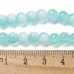 クラックガラスビーズ  ロンデル  シアン  6mm&nbsp;X1-GLAA-U001-6mm-02