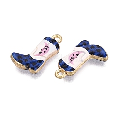 プリント合金ペンダント  ラックめっき  靴と月のチャーム  カドミウムフリー＆ニッケルフリー＆鉛フリー  ゴールドカラー  マリンブルー  21.5x13x3.5mm  穴：1.6mm&nbsp;PALLOY-SZC0008-09B