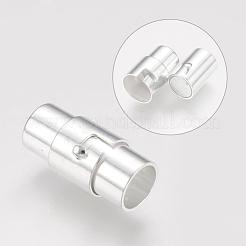 真鍮製ロッキングチューブマグネットクラスプ  コラム  銀色のメッキ  17x7~8mm  穴：6mm&nbsp;MC076-S