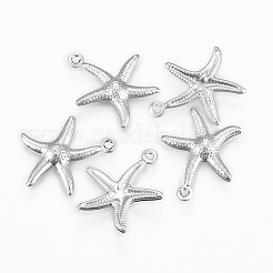 変色しにくい304ステンレススチールペンダント  ヒトデ/海星  ステンレス鋼色  17.5x15.5x2mm  穴：1mm&nbsp;A-STAS-P175-33P