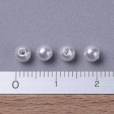 パール調アクリルビーズ  ラウンド  ホワイト  4mm  穴：1.4~1.5mm  約17000個/500g&nbsp;PACR-4D-1-1