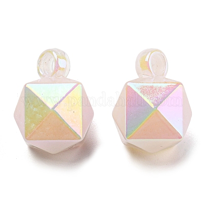 アクリルパーツ  ポリゴン  桃パフ  21x16x16mm  穴：3.6mm&nbsp;OACR-B011-A02-1