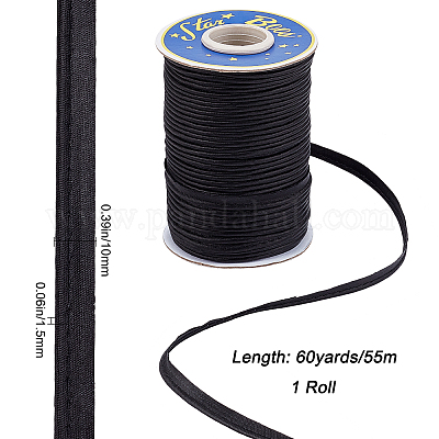 ポリエステルリボン  フラット  ブラック  3/8インチ（10x1.5mm）  約60.15ヤード（55m）/ロール&nbsp;OCOR-WH0068-28D-1