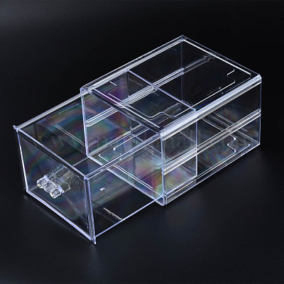 ポリスチレンプラスチックビーズ貯蔵容器  長方形の引き出し  透明  19.4x15.2x11.5cm&nbsp;CON-N011-042-1