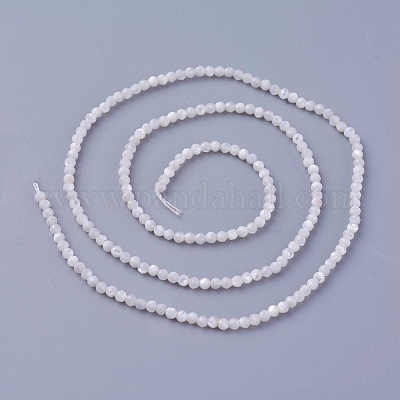 シェルビーズ連売り  多面カット  ラウンド  2~2.3mm  穴：0.4mm  約178個/連  14.7インチ（375cm）&nbsp;SSHEL-E571-38-2mm-1