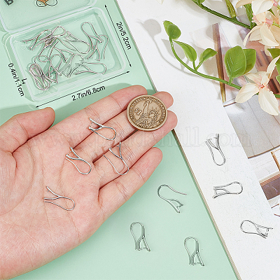 30個の真鍮ピアスフック  プラチナメッキ  20~21x2mm  ピン：1mm&nbsp;KK-BBC0022-67-1