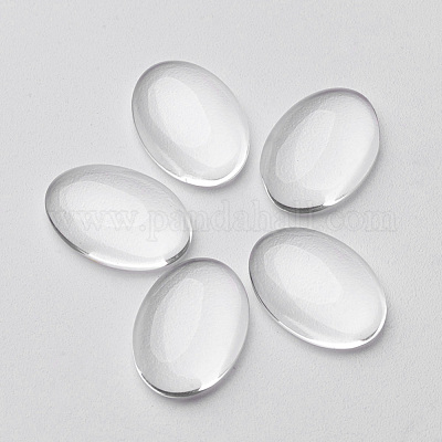クリアガラスカボション  オーバル  透明  25x18mm  5.4mm（範囲：4.9~5.9mm）の厚さ&nbsp;GGLA-G011-1