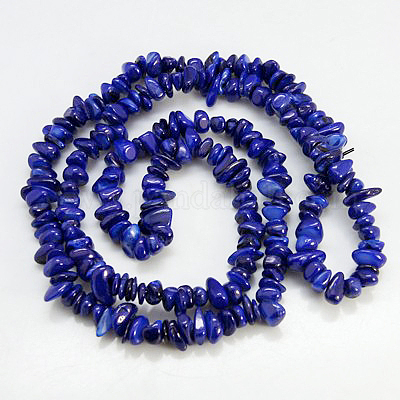 天然石シェルビーズ連売り  染め  チップ  ダークブルー  5~12x5~8x1~6mm  穴：1mm&nbsp;BSHE-D002-10-1