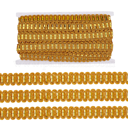 メタリックポリエステルリボン  波の模様  ゴールド  3/4インチ（20mm）  15ヤード/カード&nbsp;OCOR-WH0060-52B-1