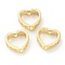 Brass Bead Frames, Long-Lasting Plated, Heart, Real 18K Gold Plated, 9.5x10x3mm, Hole: 1.4mm