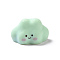 Cute Opaque Resin Cabochons, Cloud with Face Pattern, Light Green, 21x27x17mm