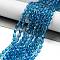 Glass Beads Strands, Faceted, Teardrop, Dark Turquoise, 6x4mm, Hole: 1mm, about 65~68pcs/strand, 14.96~15.35 inch