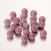 A級ラインストーンビーズ  パヴェボールディスコビーズ  樹脂と陶土  ラウンド  ピンク  pp9（1.5mm）  1.6mm  穴：8mm&nbsp;RB-B025-19