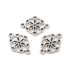 チベットスタイルの合金コネクタチャーム  花のリンク  ニッケル  アンティークシルバー  15x21x1.5mm  穴：1.5mm  約500個/500g