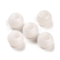 ナチュラルホワイトジェイドヨーロッパビーズ  大穴ビーズ  ラウンド  12x9.5~11mm  穴：5~6mm