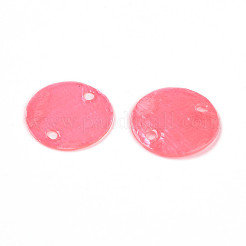 染色された天然カピス貝のディスクリンクコネクタチャーム  ショッキングピンク  15x0.5~1.5mm  穴：1.4~1.6mm&nbsp;SSHEL-WH0006-01A-2