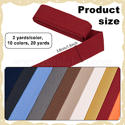 20ヤード 10色ポリコットンリボン  バッグのストラップ作りに  ミックスカラー  1-1/2インチ（38mm）  2ヤード/カラー&nbsp;OCOR-NB0002-80